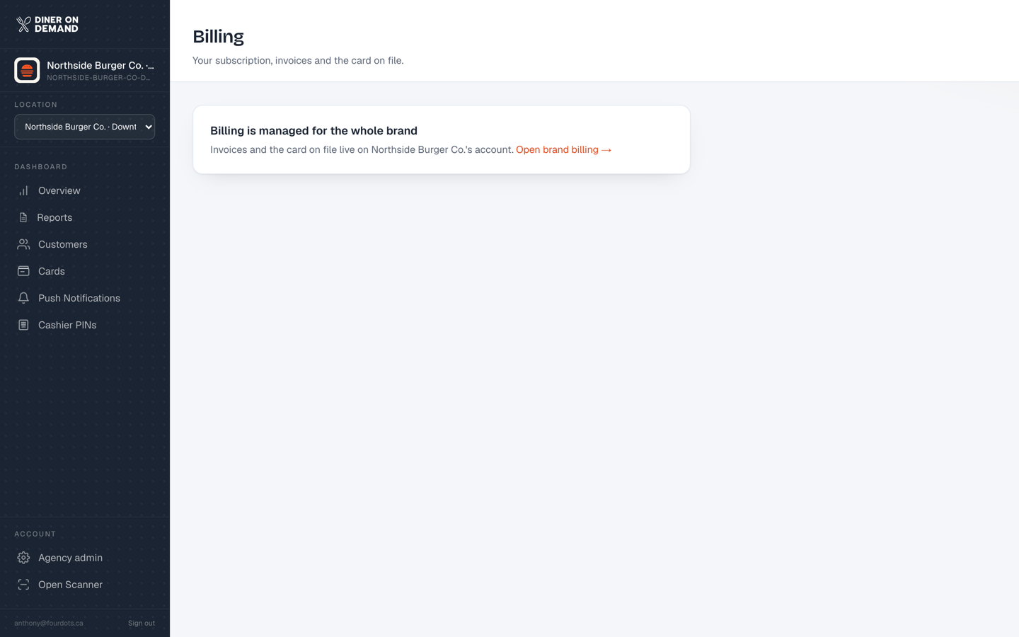 Billing from a location login
