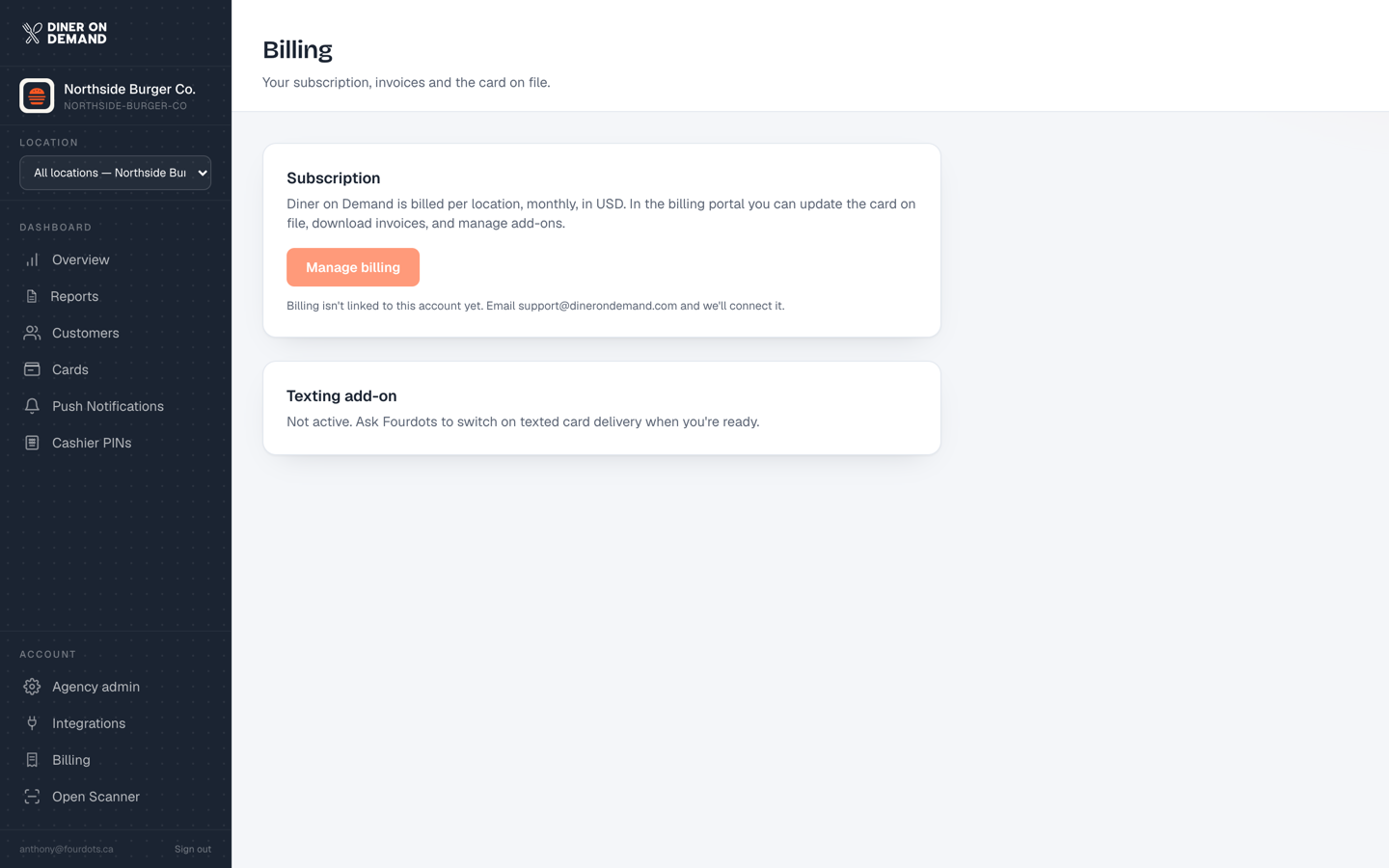The Billing page