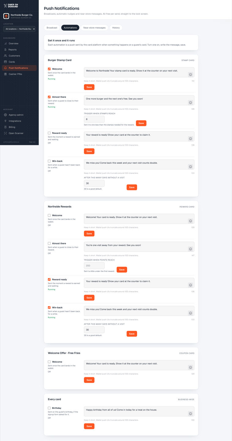 The Automations tab