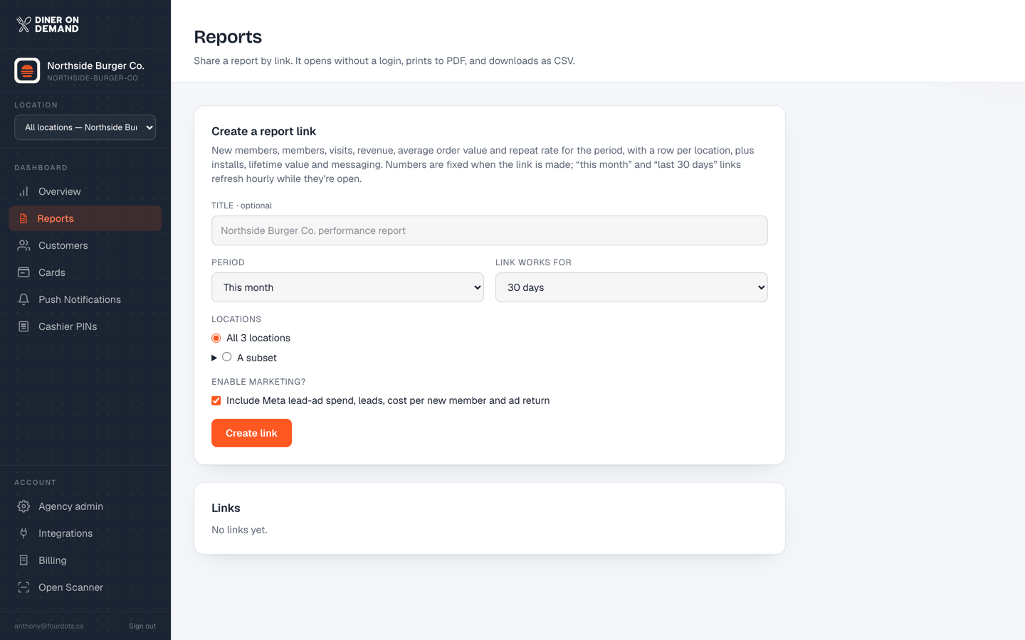The Reports page