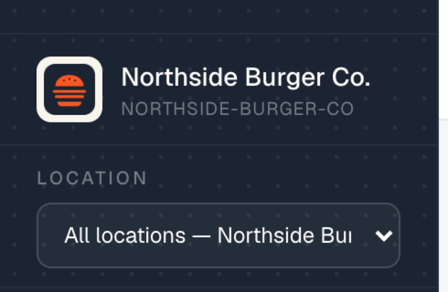 The location switcher under the business name